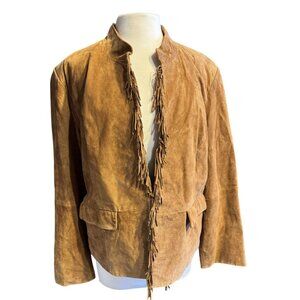 Pamela McCoy Womens 2X Genuine Leather Suede Fringe Jacket Western